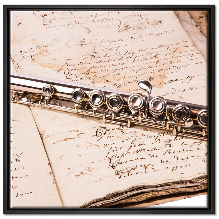 Querflöte auf Leinwandbild Quadratisch gerahmt Größe 70x70