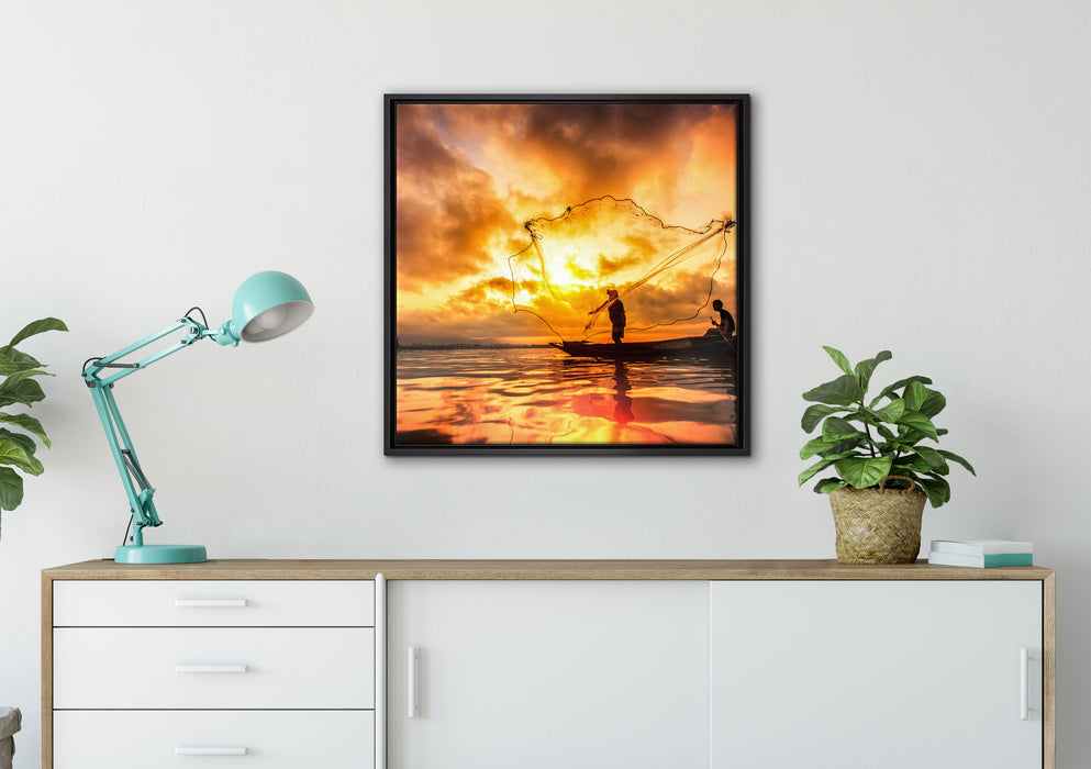 See auf Leinwandbild gerahmt Quadratisch verschiedene Größen im Wohnzimmer