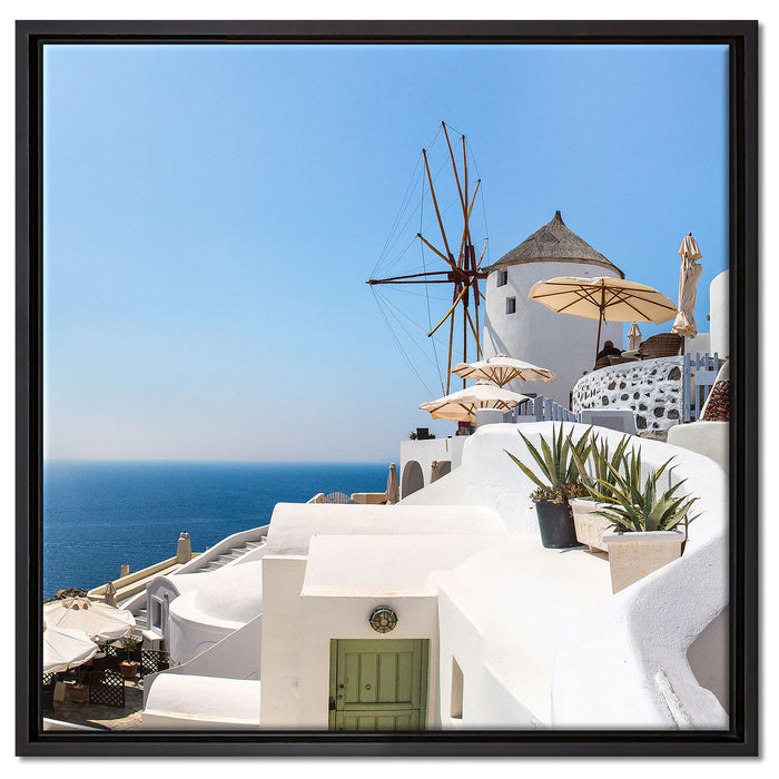 Stadt am Meer auf Leinwandbild Quadratisch gerahmt Größe 60x60