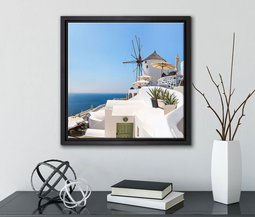 Stadt am Meer  auf Leinwandbild Quadratisch gerahmt mit Kirschblüten