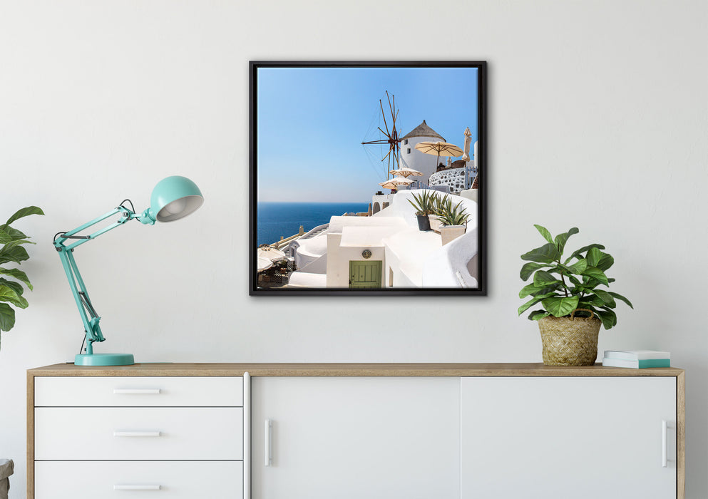 Stadt am Meer auf Leinwandbild gerahmt Quadratisch verschiedene Größen im Wohnzimmer