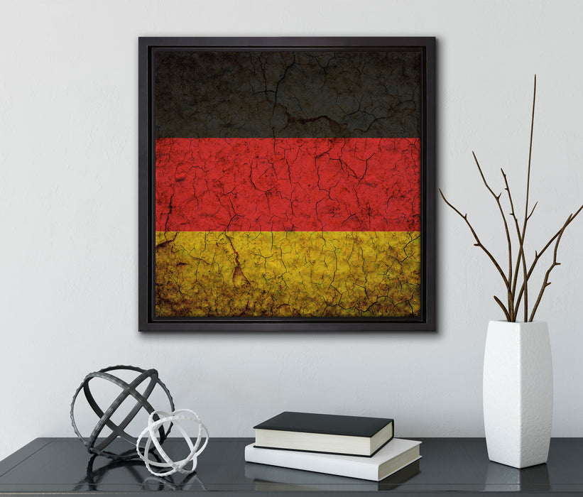 Deutschlandfahne  auf Leinwandbild Quadratisch gerahmt mit Kirschblüten