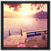Steg im Sonnenuntergang Meer auf Leinwandbild Quadratisch gerahmt Größe 40x40