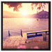 Steg im Sonnenuntergang Meer auf Leinwandbild Quadratisch gerahmt Größe 60x60