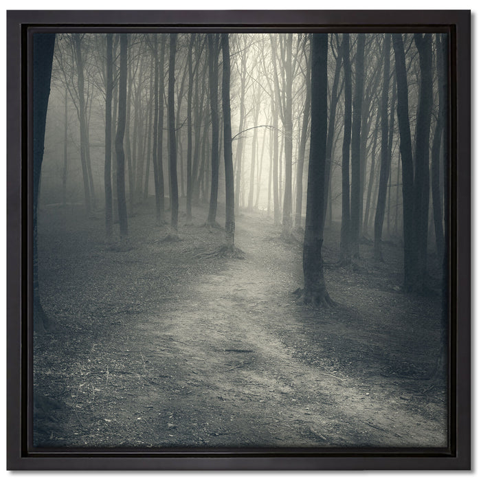 Düstere Landschaft schwarz weiß auf Leinwandbild Quadratisch gerahmt Größe 40x40