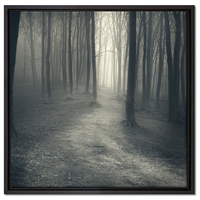Düstere Landschaft schwarz weiß auf Leinwandbild Quadratisch gerahmt Größe 60x60