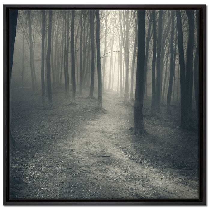 Düstere Landschaft schwarz weiß auf Leinwandbild Quadratisch gerahmt Größe 70x70
