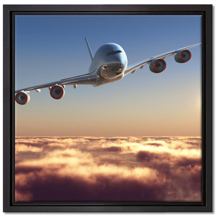Flugzeug auf Leinwandbild Quadratisch gerahmt Größe 40x40