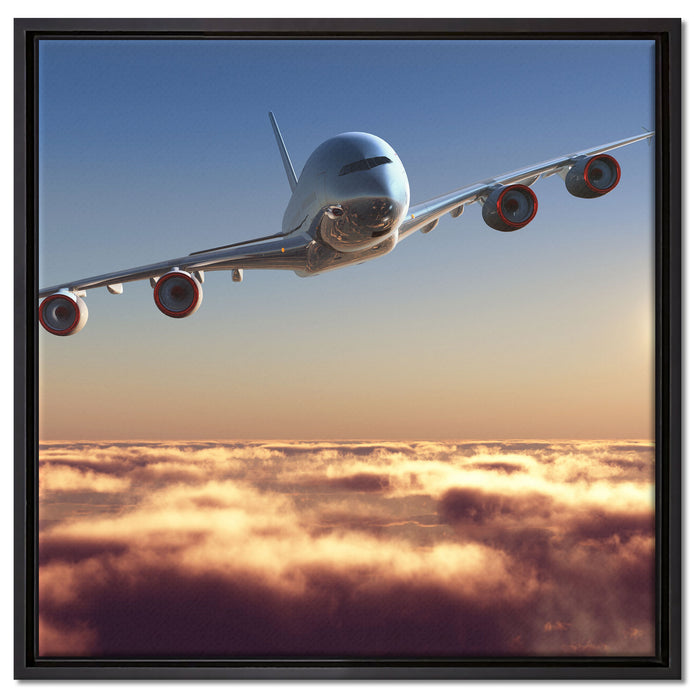 Flugzeug auf Leinwandbild Quadratisch gerahmt Größe 60x60