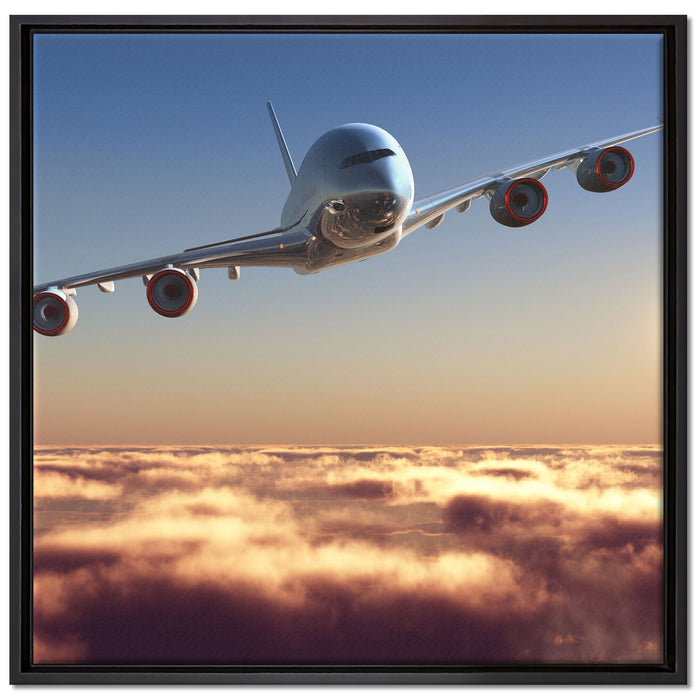 Flugzeug auf Leinwandbild Quadratisch gerahmt Größe 70x70