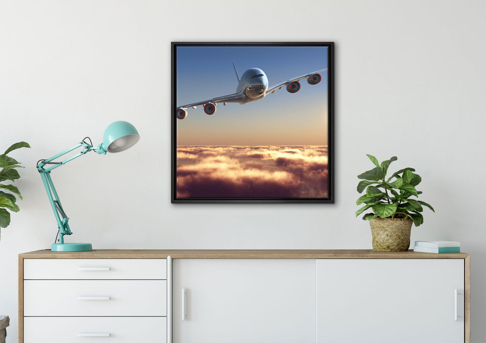 Flugzeug auf Leinwandbild gerahmt Quadratisch verschiedene Größen im Wohnzimmer