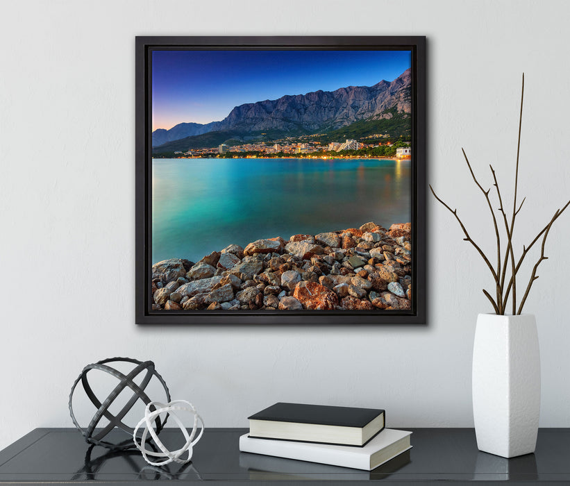 Meer an Traumstadt  auf Leinwandbild Quadratisch gerahmt mit Kirschblüten