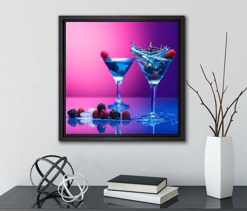Coole Cocktails  auf Leinwandbild Quadratisch gerahmt mit Kirschblüten