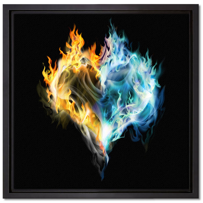 Dark Herz aus Feuer und Wasser auf Leinwandbild Quadratisch gerahmt Größe 40x40
