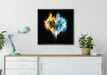 Dark Herz aus Feuer und Wasser auf Leinwandbild gerahmt Quadratisch verschiedene Größen im Wohnzimmer