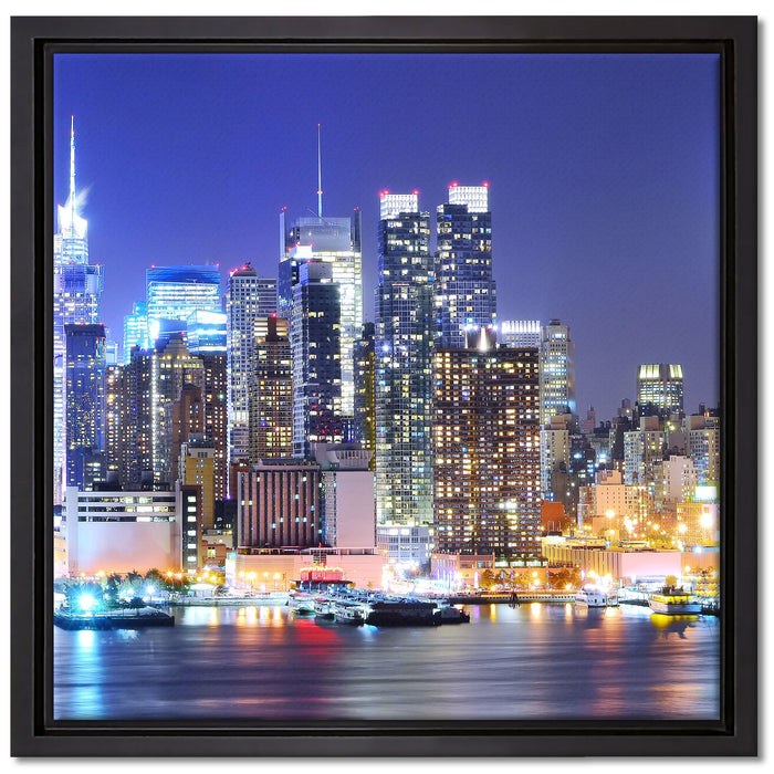 New York Skyline Brücke auf Leinwandbild Quadratisch gerahmt Größe 40x40