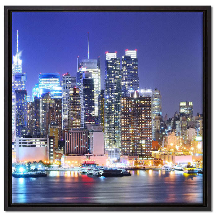 New York Skyline Brücke auf Leinwandbild Quadratisch gerahmt Größe 60x60