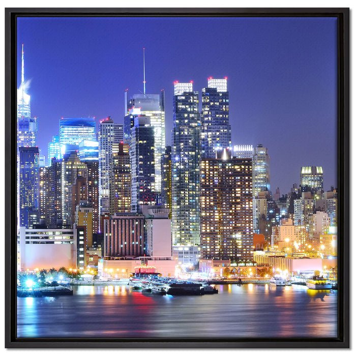 New York Skyline Brücke auf Leinwandbild Quadratisch gerahmt Größe 70x70
