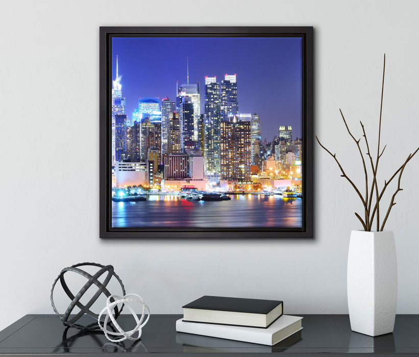 New York Skyline Brücke  auf Leinwandbild Quadratisch gerahmt mit Kirschblüten