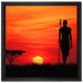 Roter Sonnenuntergang in Afrika auf Leinwandbild Quadratisch gerahmt Größe 40x40