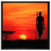 Roter Sonnenuntergang in Afrika auf Leinwandbild Quadratisch gerahmt Größe 60x60