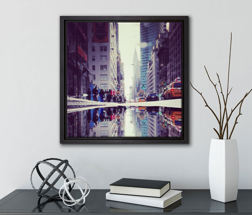 New York Times Square  auf Leinwandbild Quadratisch gerahmt mit Kirschblüten