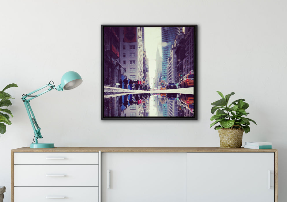 New York Times Square auf Leinwandbild gerahmt Quadratisch verschiedene Größen im Wohnzimmer