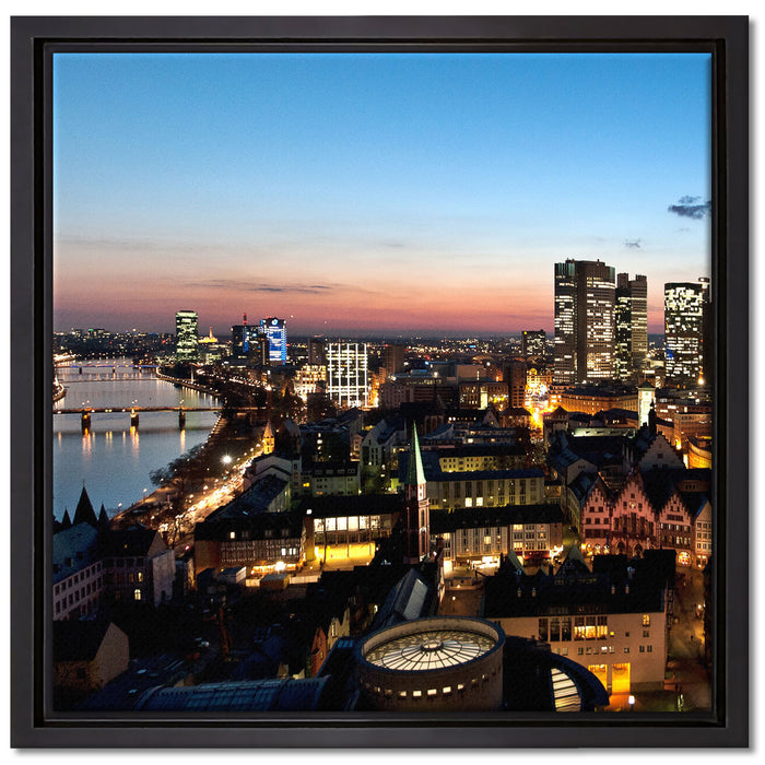Frankfurt Skyline auf Leinwandbild Quadratisch gerahmt Größe 40x40