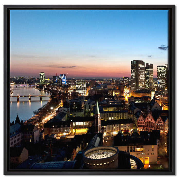 Frankfurt Skyline auf Leinwandbild Quadratisch gerahmt Größe 60x60
