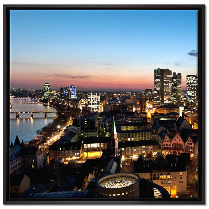 Frankfurt Skyline auf Leinwandbild Quadratisch gerahmt Größe 70x70