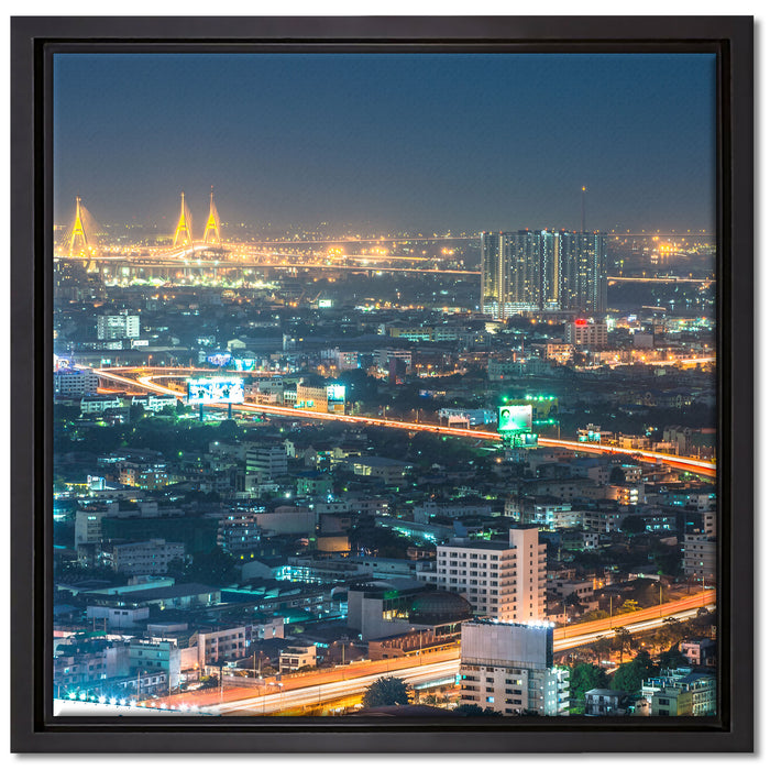 Lichterrausch in der Dunkelheit auf Leinwandbild Quadratisch gerahmt Größe 40x40