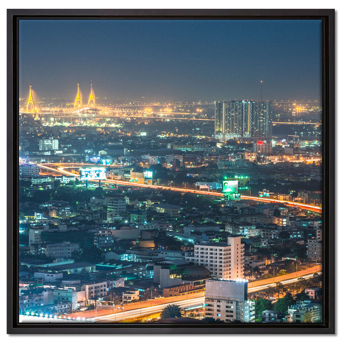 Lichterrausch in der Dunkelheit auf Leinwandbild Quadratisch gerahmt Größe 60x60