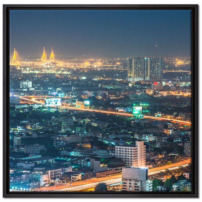Lichterrausch in der Dunkelheit auf Leinwandbild Quadratisch gerahmt Größe 70x70