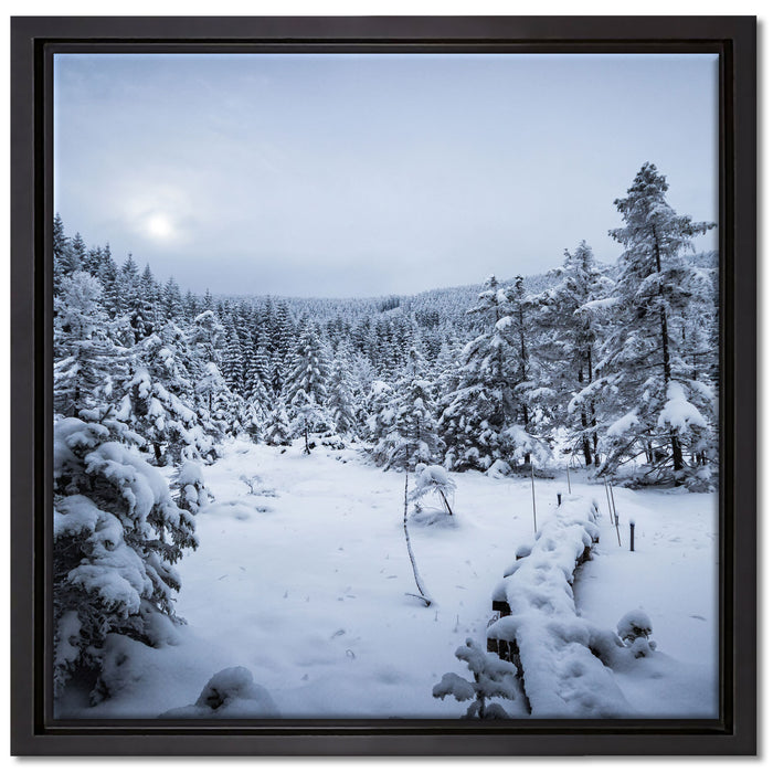 Winterlandschaft vereister See auf Leinwandbild Quadratisch gerahmt Größe 40x40