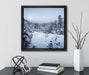 Winterlandschaft vereister See  auf Leinwandbild Quadratisch gerahmt mit Kirschblüten