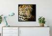 Leopard mit blauen Augen auf Leinwandbild gerahmt Quadratisch verschiedene Größen im Wohnzimmer