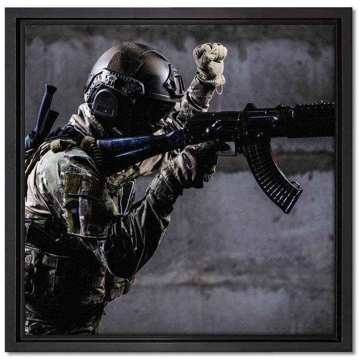 SEK Einsatz auf Leinwandbild Quadratisch gerahmt Größe 40x40