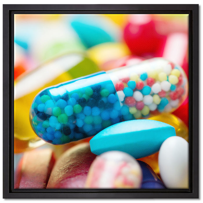 Pillen und Tabletten auf Leinwandbild Quadratisch gerahmt Größe 40x40