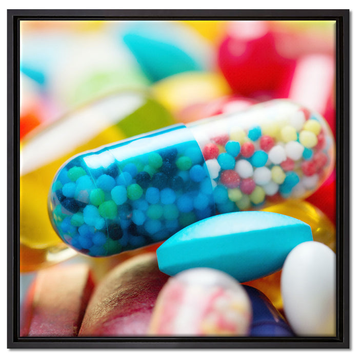 Pillen und Tabletten auf Leinwandbild Quadratisch gerahmt Größe 60x60