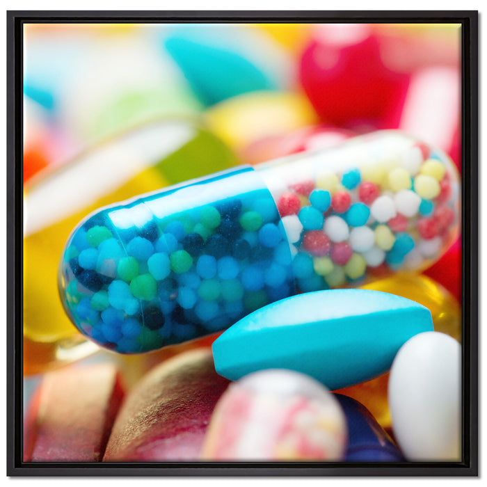 Pillen und Tabletten auf Leinwandbild Quadratisch gerahmt Größe 70x70
