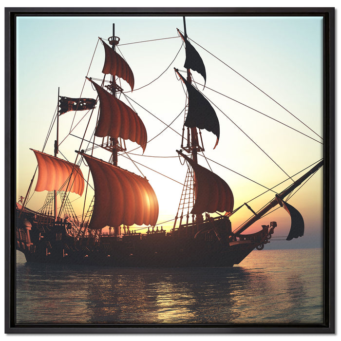 Altes Segelschiff auf Leinwandbild Quadratisch gerahmt Größe 70x70