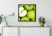 Grüne Äpfel auf Leinwandbild gerahmt Quadratisch verschiedene Größen im Wohnzimmer