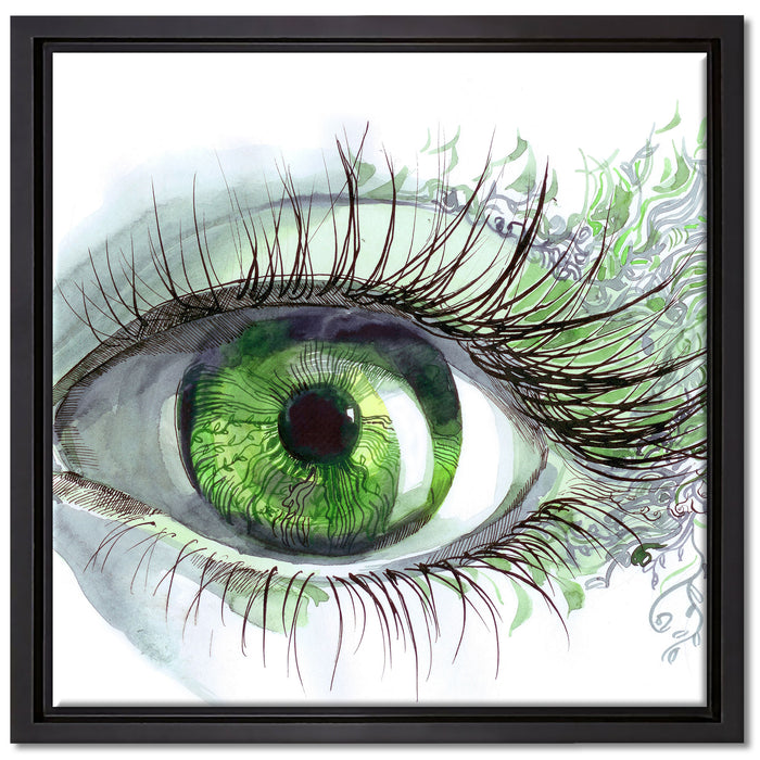 Grünes Auge auf Leinwandbild Quadratisch gerahmt Größe 40x40