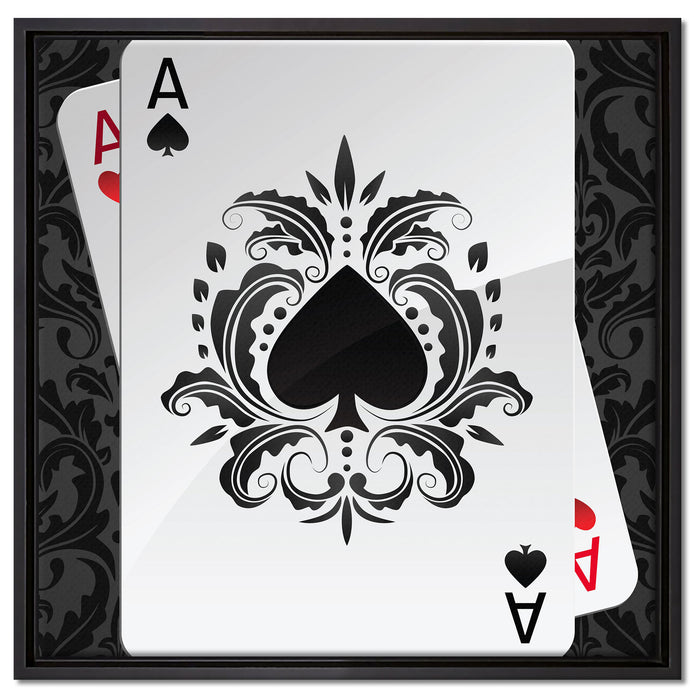 Ass Pik Spielkarte auf Leinwandbild Quadratisch gerahmt Größe 60x60