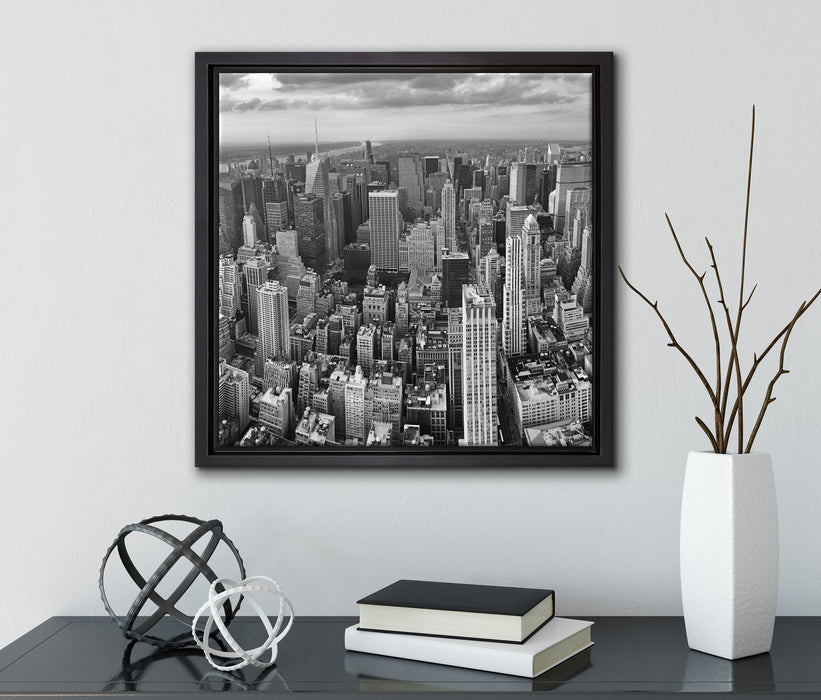 New York Skyline  auf Leinwandbild Quadratisch gerahmt mit Kirschblüten