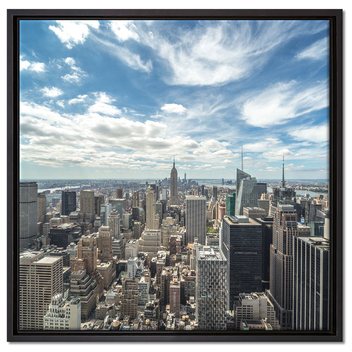 New York Skyline auf Leinwandbild Quadratisch gerahmt Größe 60x60