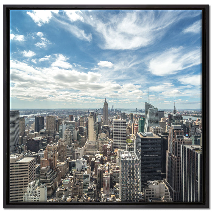 New York Skyline auf Leinwandbild Quadratisch gerahmt Größe 70x70
