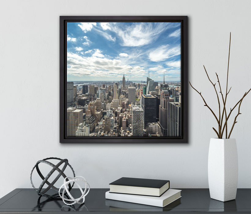 New York Skyline  auf Leinwandbild Quadratisch gerahmt mit Kirschblüten