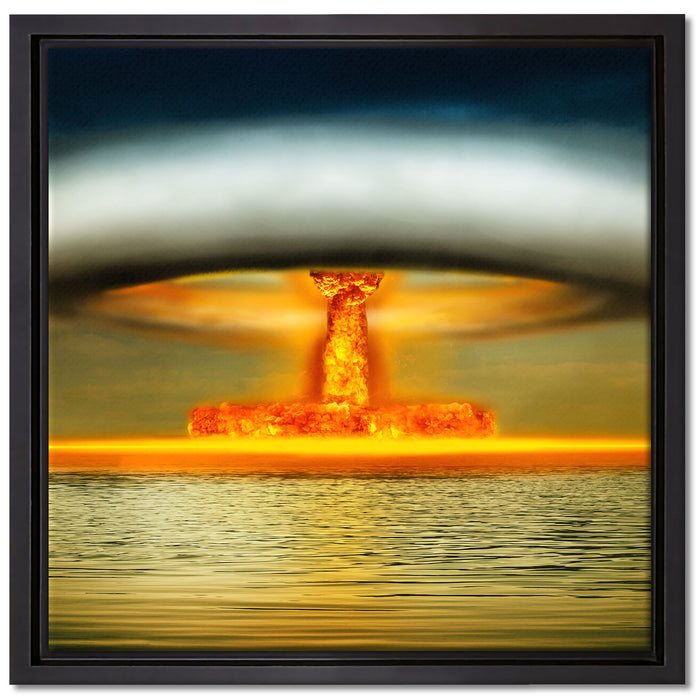 Atombombe Neon auf Leinwandbild Quadratisch gerahmt Größe 40x40