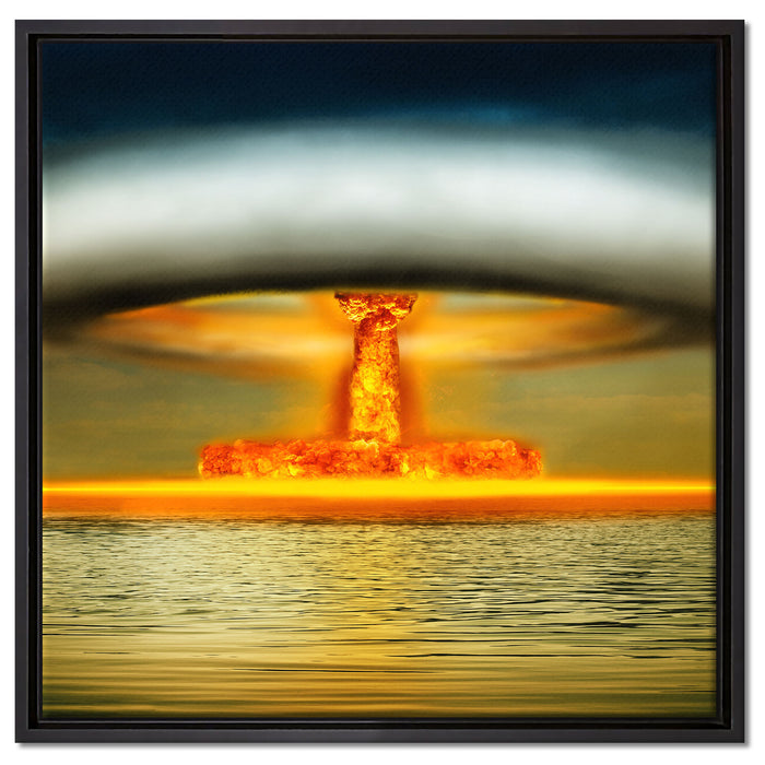 Atombombe Neon auf Leinwandbild Quadratisch gerahmt Größe 60x60